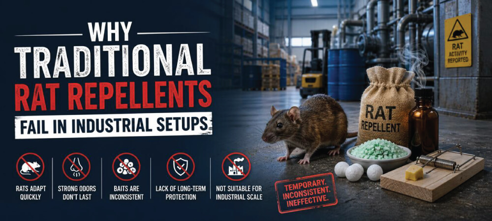 Protect your industrial assets from costly rodent damage. Gizmocat Ultrasound Rat Repellent offers advanced, non-toxic protection designed specifically for large warehouses and factories. Prevent downtime and machinery repairs today.