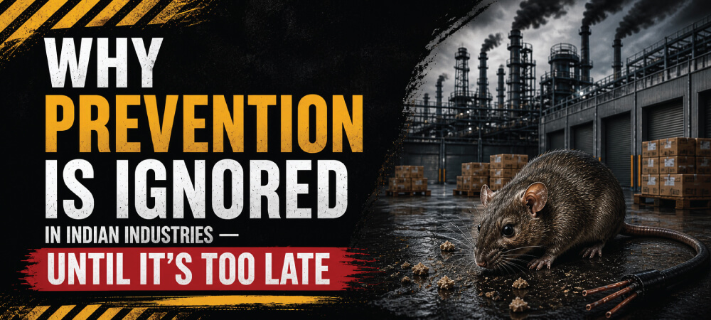 Protect your pharmaceutical, food processing, or manufacturing plant from rodent damage. Gizmocat offers maintenance-free, non-toxic industrial rat repellent systems designed for large-scale operations in India. Prevent damage before it starts.