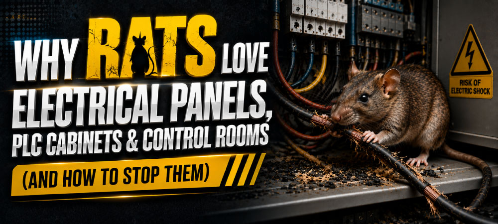 Protect your critical industrial equipment. Learn why rats infest electrical panels, PLC cabinets, and MCC rooms, and discover how to prevent expensive downtime.