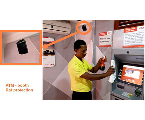 ATMs and ATM booths|ATMs booths are vulnerable to rats as they are generally close to food sources like restaurants and underground sewers. ATM machines are generally built lock tight but rats often get inside the machine while maintenance or refilling. That is why its is really important to protect the ATM booths from rats.